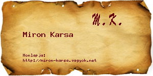 Miron Karsa névjegykártya